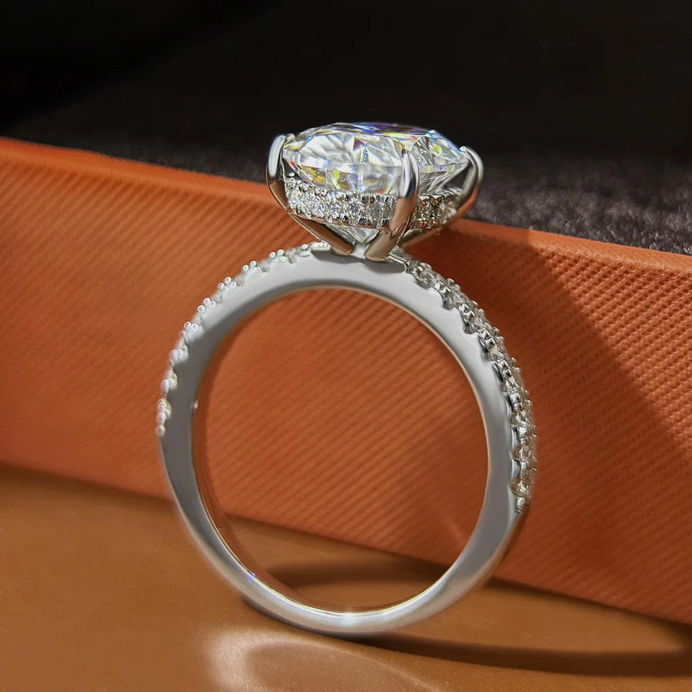 OEVAS 8*12mm 4.5CT Oval Real Moissanite Wedding Rings For Women 100% 925-losil