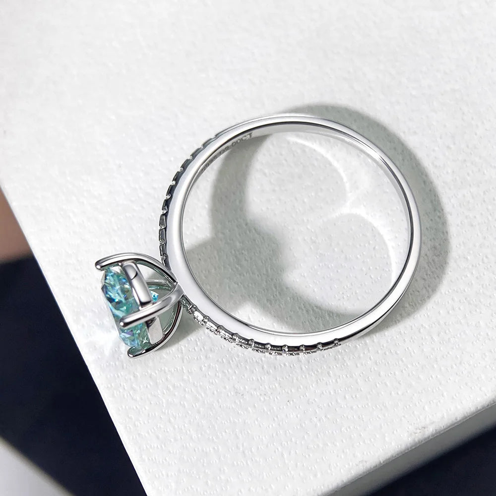 OEVAS 1CT 2CT Oval Blue Moissanite Rings Can Pass Diamond Test For-losil