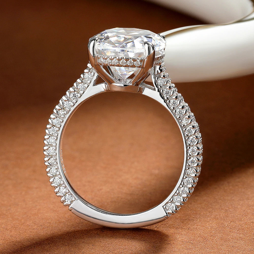 OEVAS 8CT Oval Cut All Moissanite Ring for Women S925 Silver Sparkling-losil