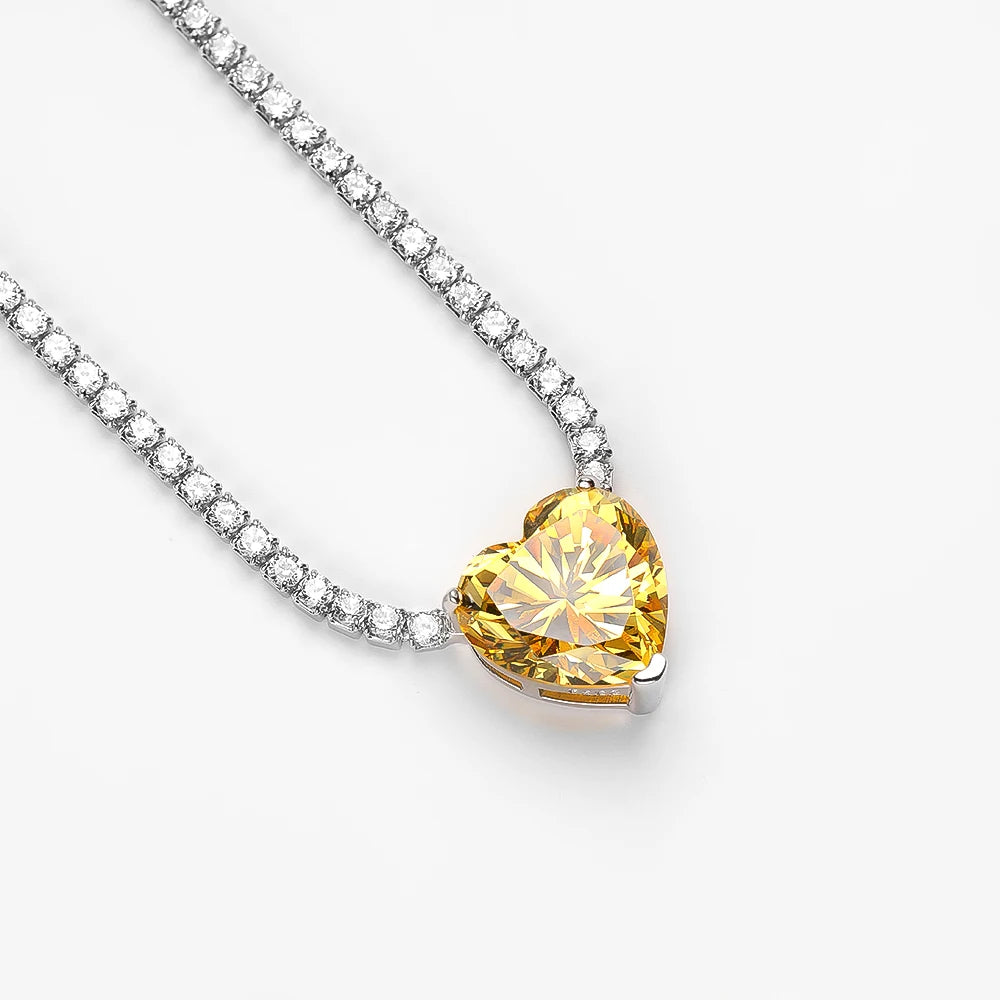 OEVAS 100% 925 Sterling Silver Heart High Carbon Diamond Pendant Necklace For-losil