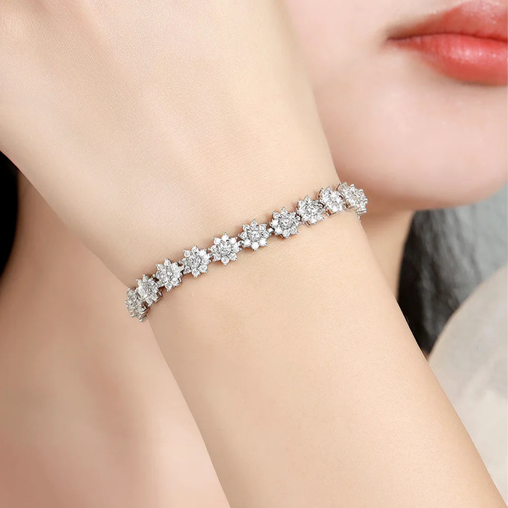 OEVAS Full Moissanite Tennis Bracelet For Woman S925 Silver Certified Lab Diamond-losil