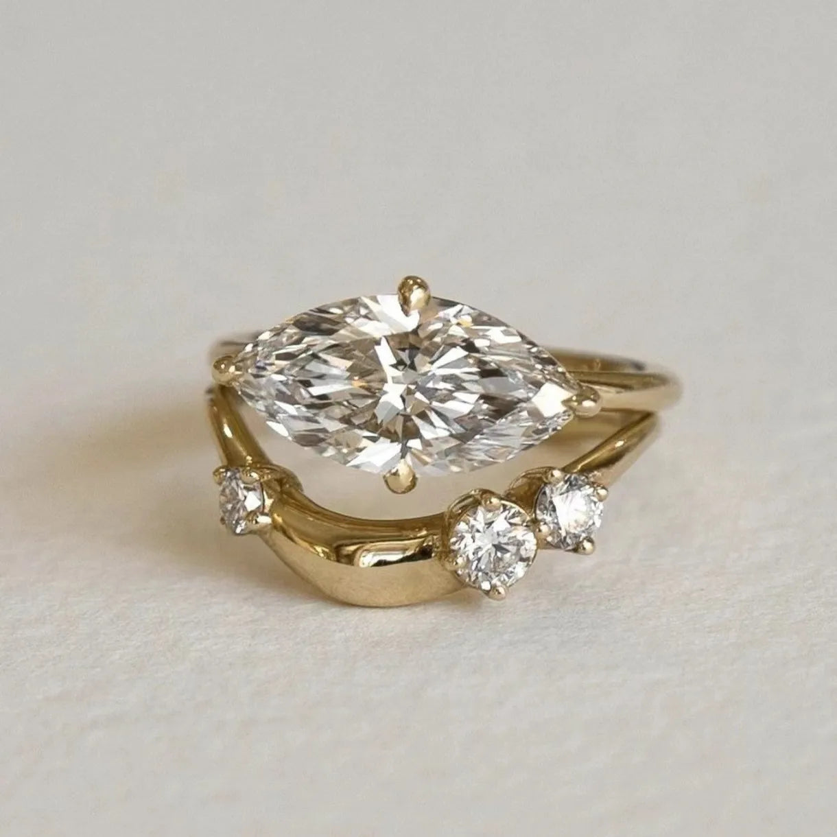 OEVAS 1ct 5*10mm Moissanite Rings 100% 925 Sterling Silver two Rings Set-losil