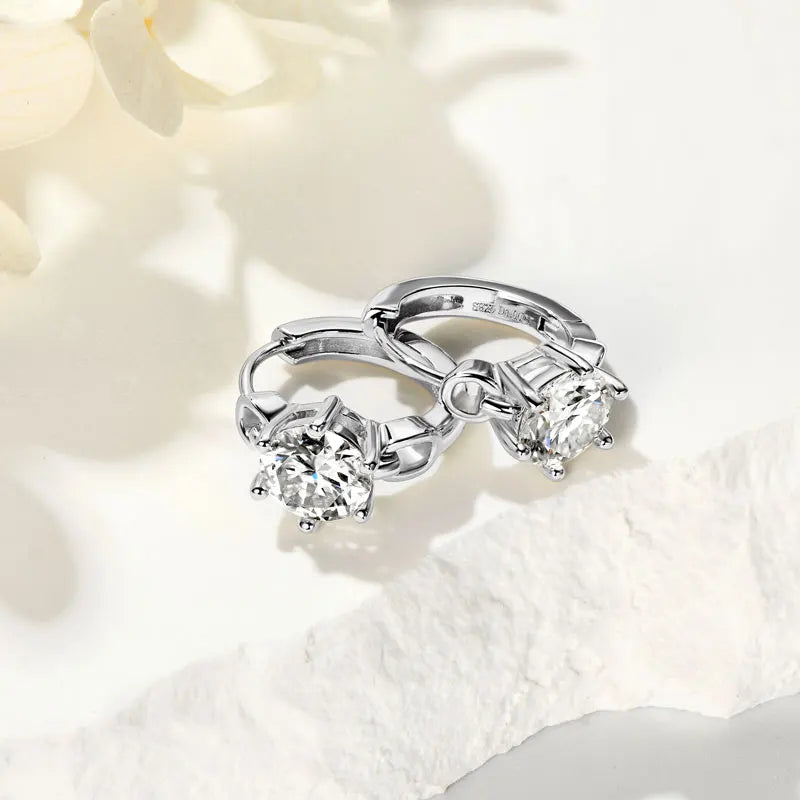 2025 New 2.0cttw D Moissanite Hoop Huggie Earrings for Women 925 Silver-losil