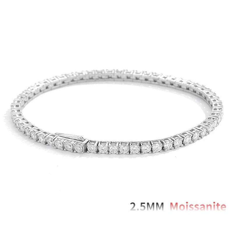 OEVAS 2/2.5/3/4/5mm Full Moissanite Bracelet for Women 100% 925 Sterling Silver Party-losil