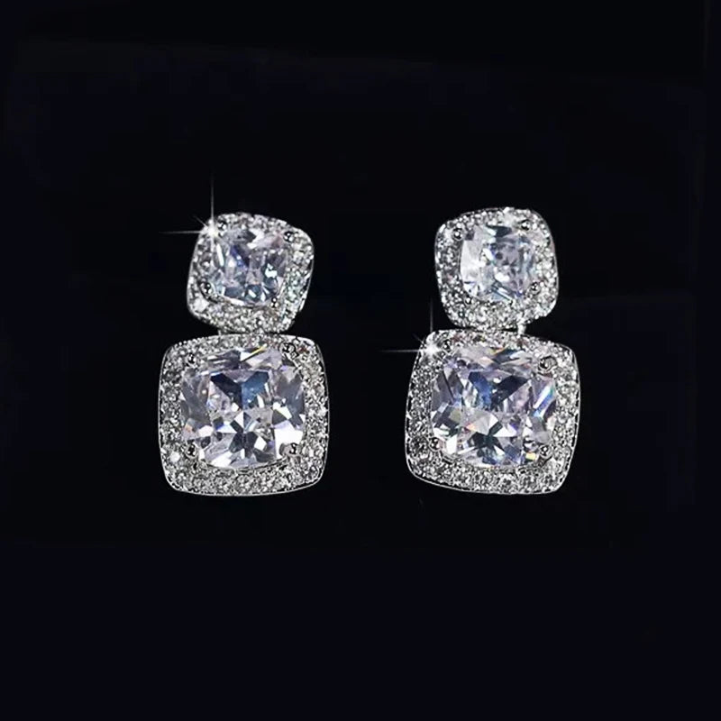 Huitan Daily Wear Dangle Earrings with Crystal CZ for Women Fashionable Ear-losil