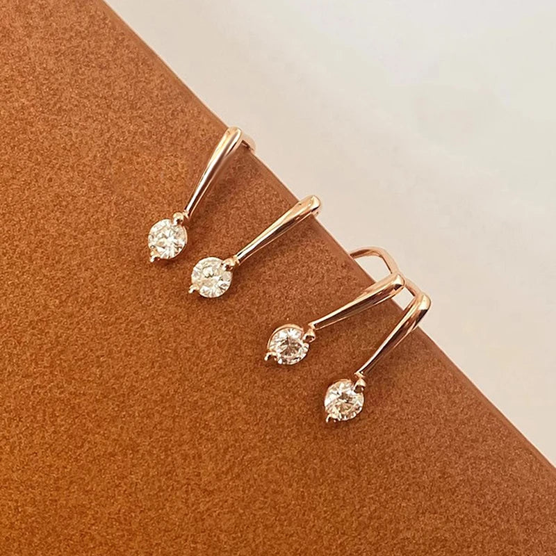 Huitan Simple Stylish Pierced Small Drop Earrings for Women Chic Rose Gold-losil