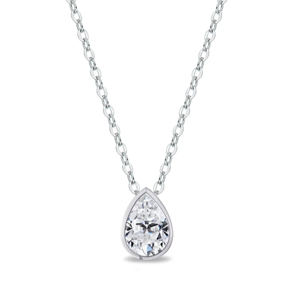OEVAS 1/2/3/4CT Waterdrop Moissanite Necklace For Women S925 Silver Plated 18K Gold-losil