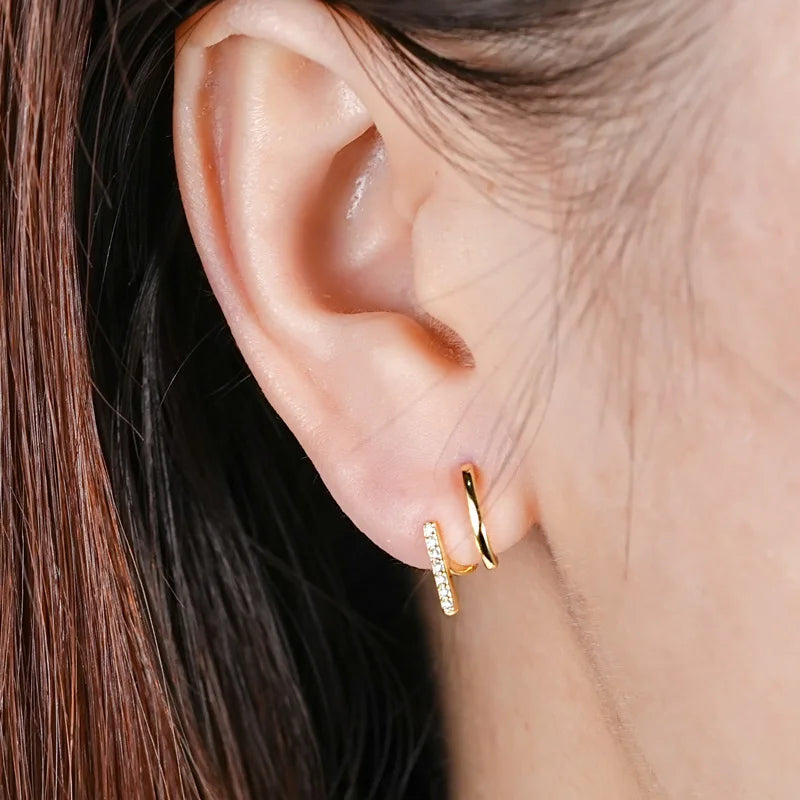 ANZIW Niche Luxurious Irregular Earrings for Women Moissanite Diamond U-shaped Ear Cuff-losil