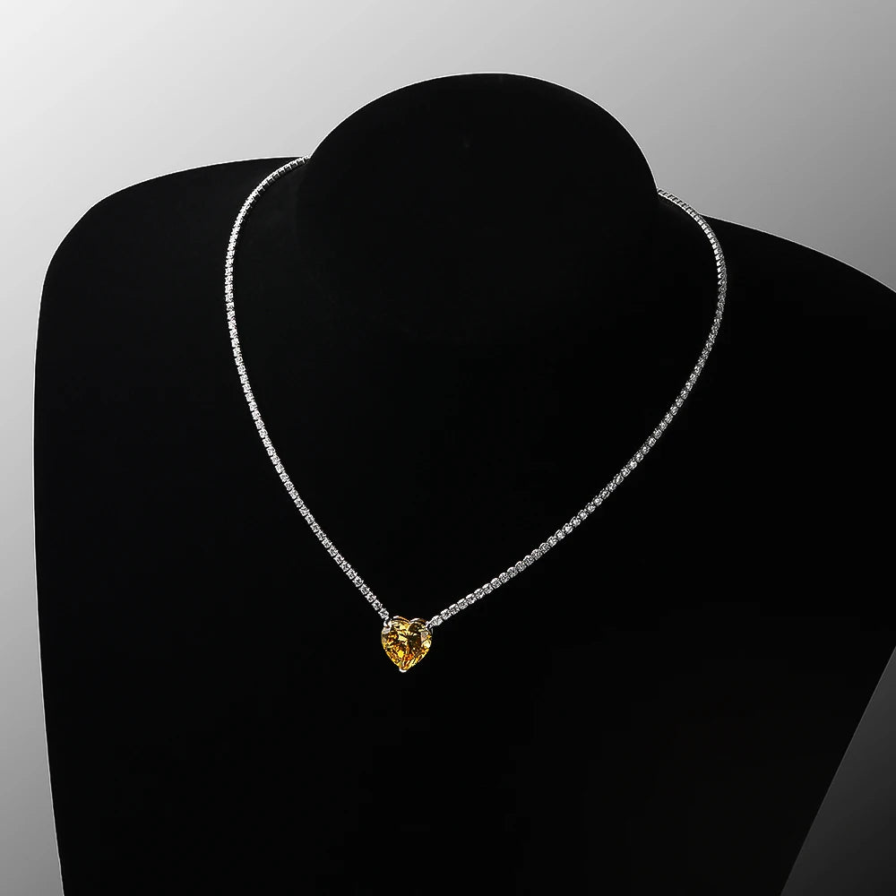 OEVAS 100% 925 Sterling Silver Heart High Carbon Diamond Pendant Necklace For-losil