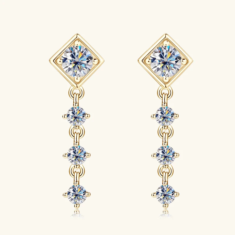 Anziw 5mm&3mm D Moissanite Drop Stud Earrings 925 Silver for Women Gifts-losil