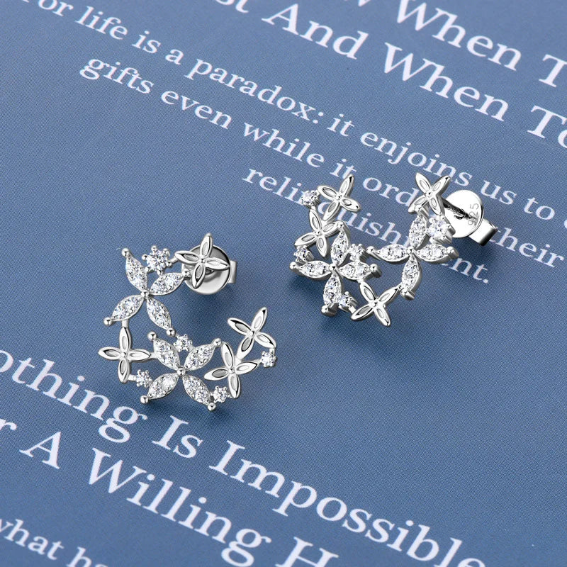 OEVAS 1.3MM 2MM Total 0.46CT Moissanite Uneven Stud Earrings 100% 925 Sterling-losil