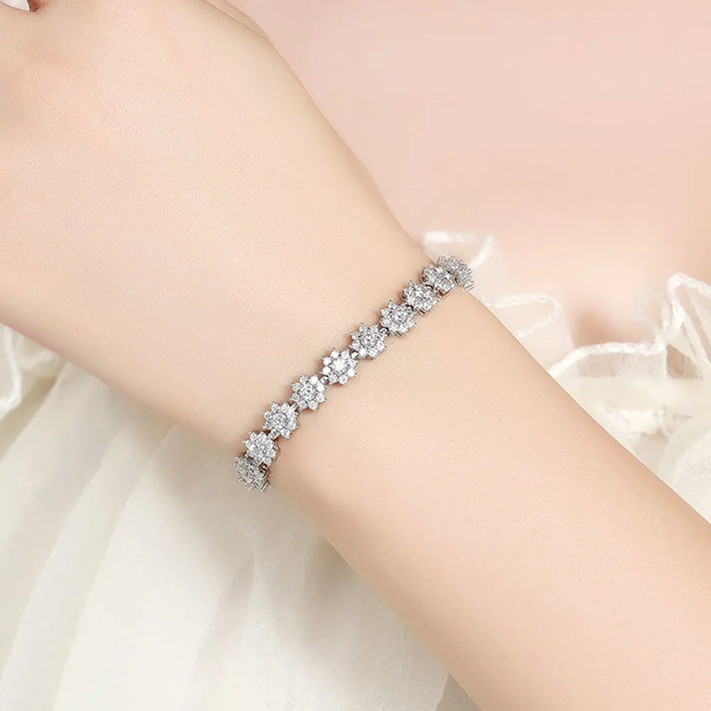 OEVAS Full Moissanite Tennis Bracelet For Woman S925 Silver Certified Lab Diamond-losil