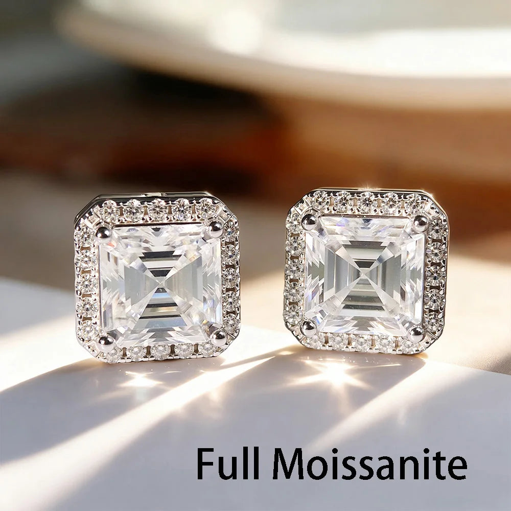 OEVAS 2CT Asscher Cut Lab Grown Emerald Earrings for Women S925 Silver-losil