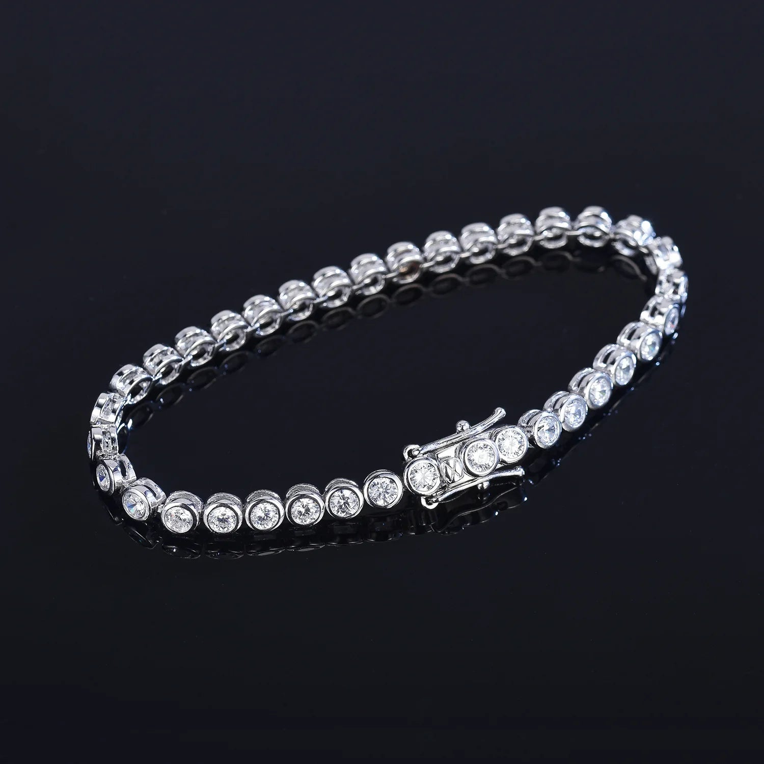OEVAS 2mm 3mm Moissanite Round Bubble Diamond Tennis Bracelets for Woman Men-losil