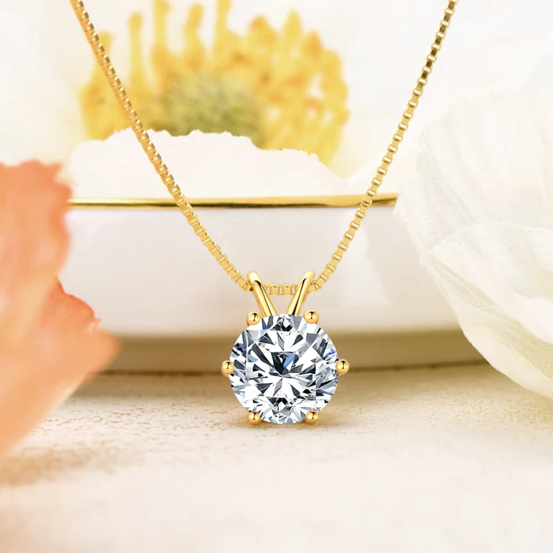 Anziw 18K Gold Plated Jewelry Set 3.0ctw D Color Round Moissanite Real-losil