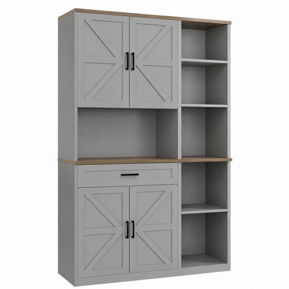 Buffet de Cuisine 4 Portes 1 Tiroir en Bois et Métal-salonclarion