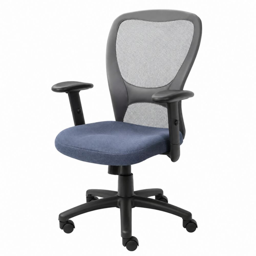 Chaise de bureau en maille avec accoudoirs réglables et siège bleu-salonclarion