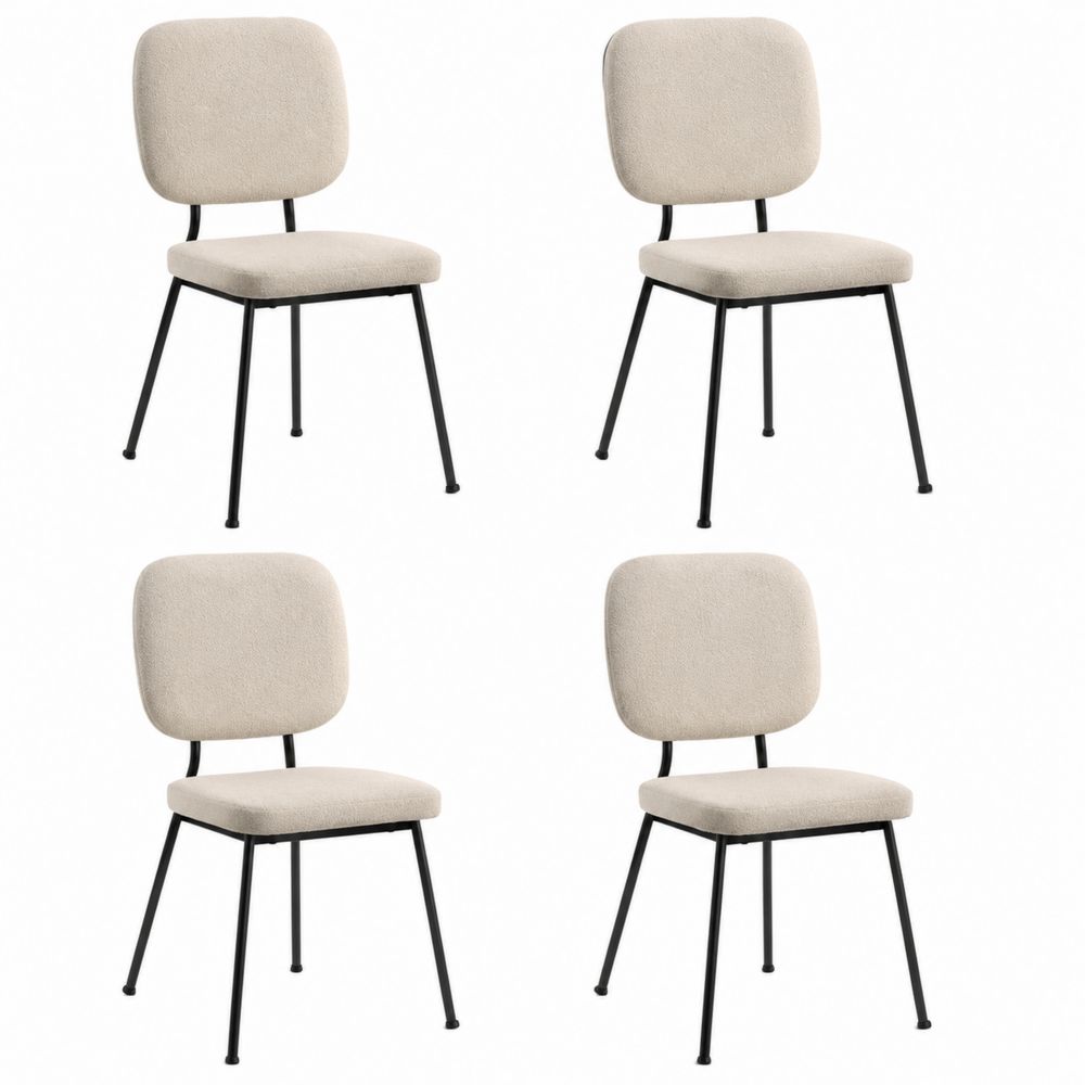 Lot de 4 chaises en tissu et métal Beige-salonclarion