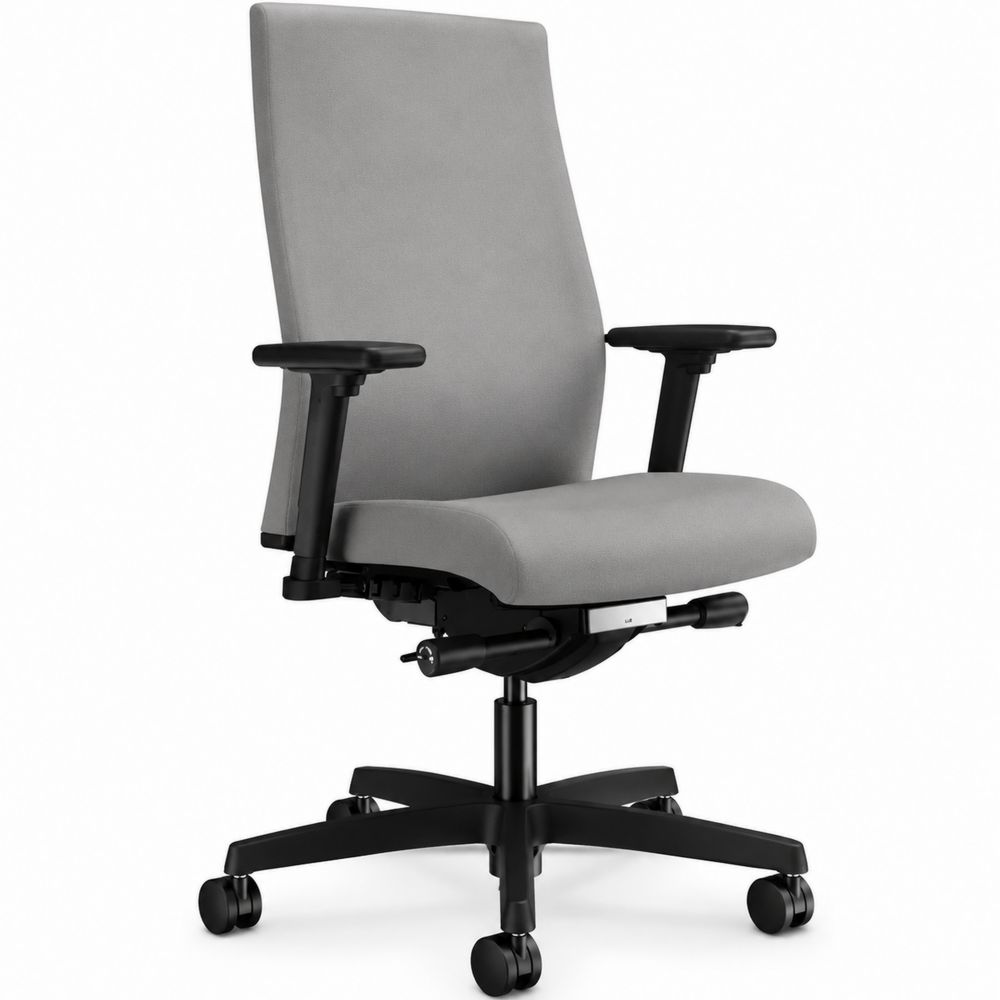 Chaise de Bureau en Tissu Polyester Gris Réglable-salonclarion
