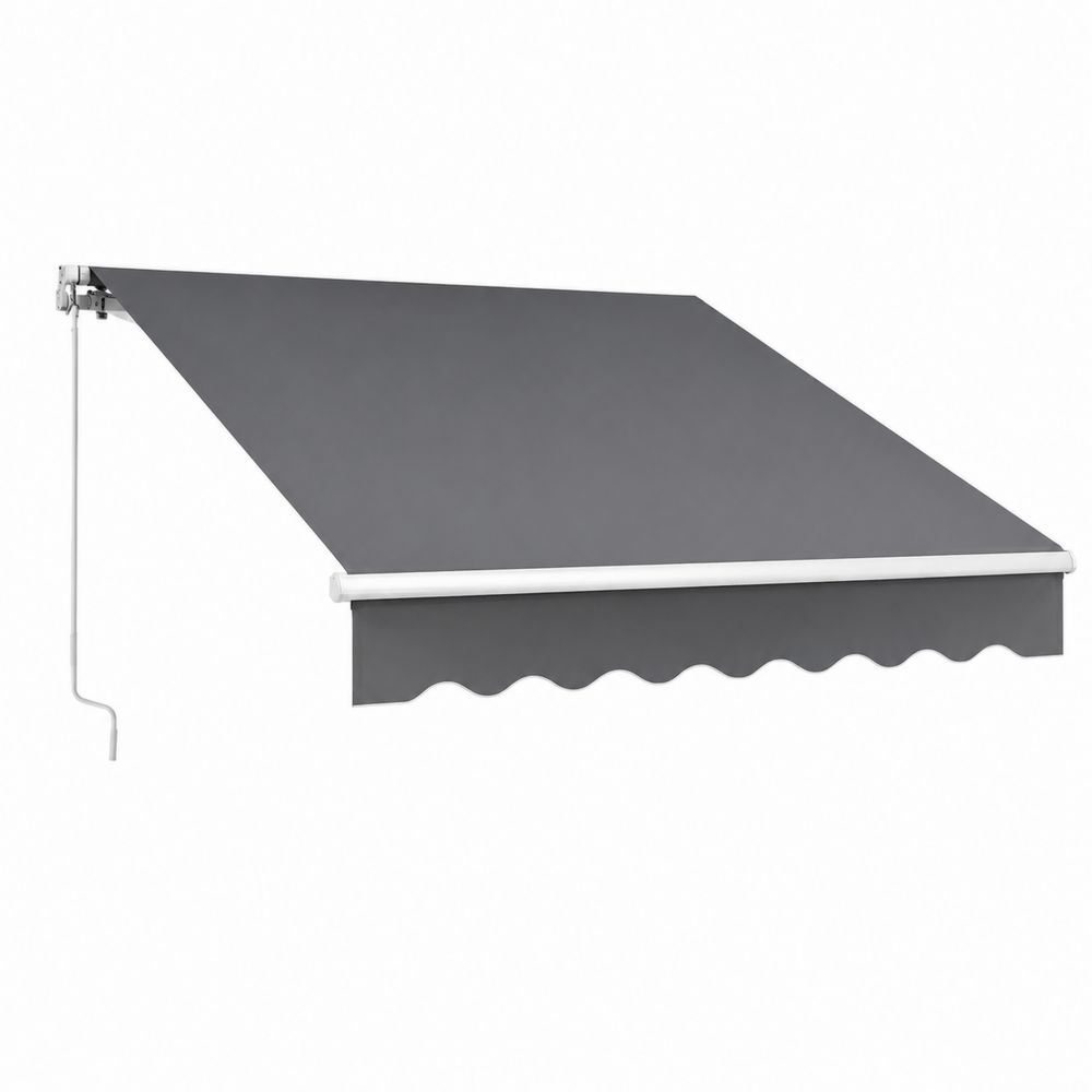 Auvent en aluminium avec toile polyester gris-salonclarion