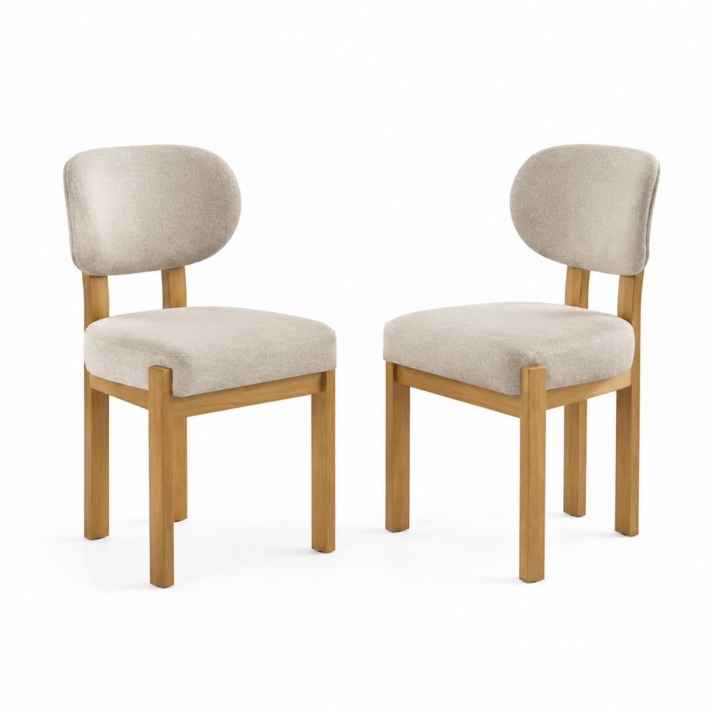 Lot de 2 chaises en tissu avec cadre en bois-salonclarion