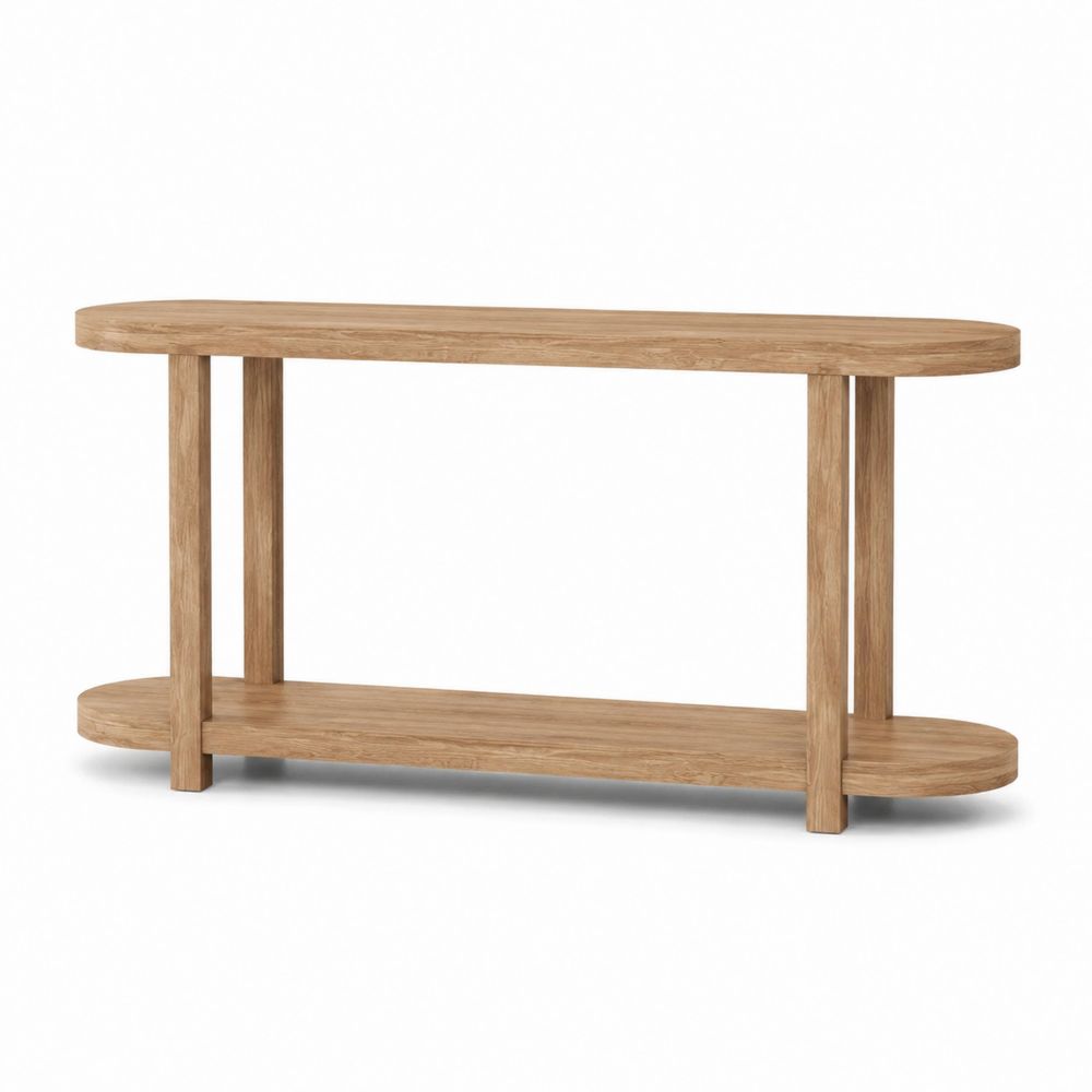Console ovale en bois de chêne massif-salonclarion