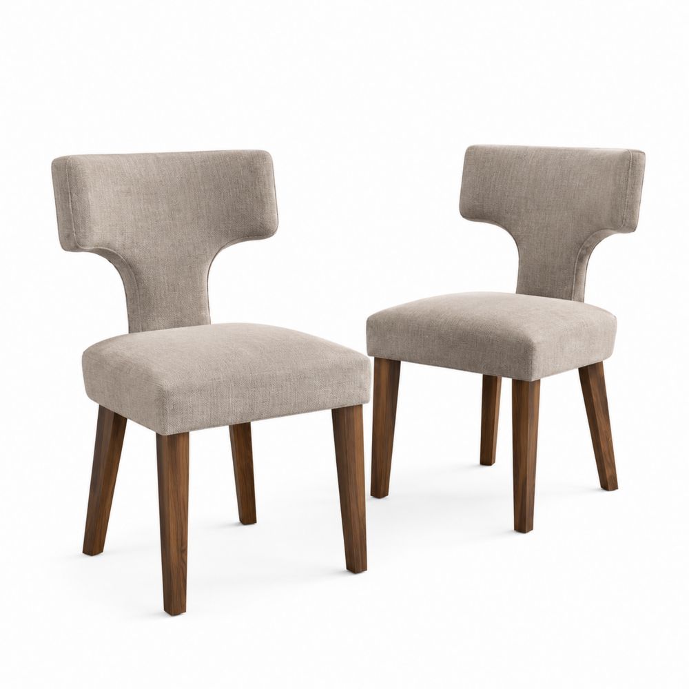 Lot de 2 chaises en bois et tissu beige-salonclarion