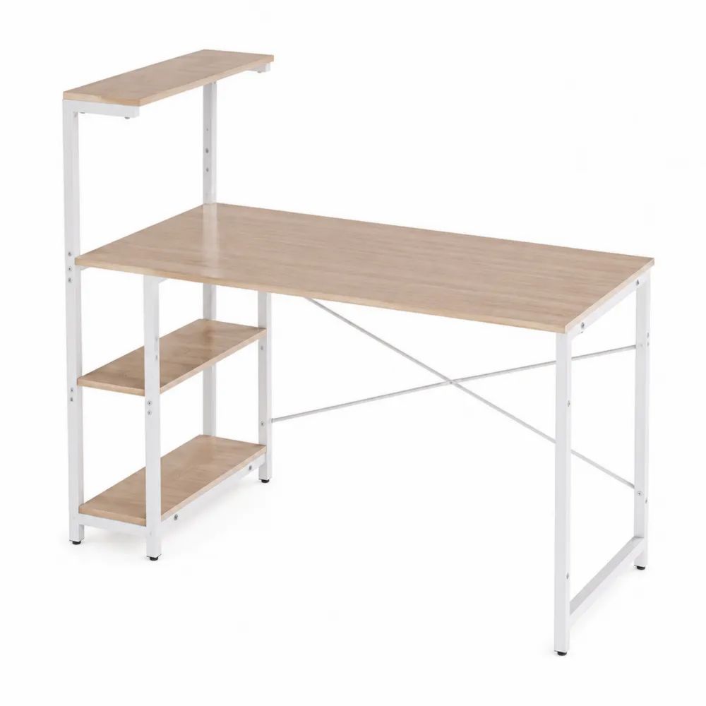 Bureau d'angle en Métal et MDF avec Étagères-salonclarion