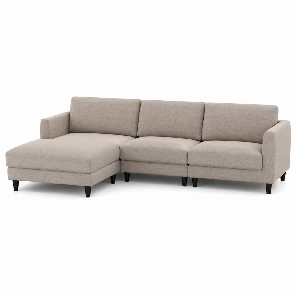 Canapé d'angle 3 places en tissu polyester Beige-salonclarion