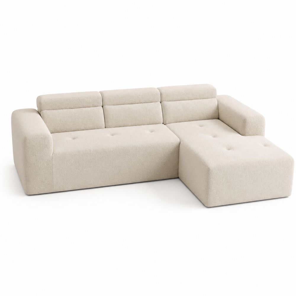 Canapé d'angle modulable 3 places en tissu Beige-salonclarion