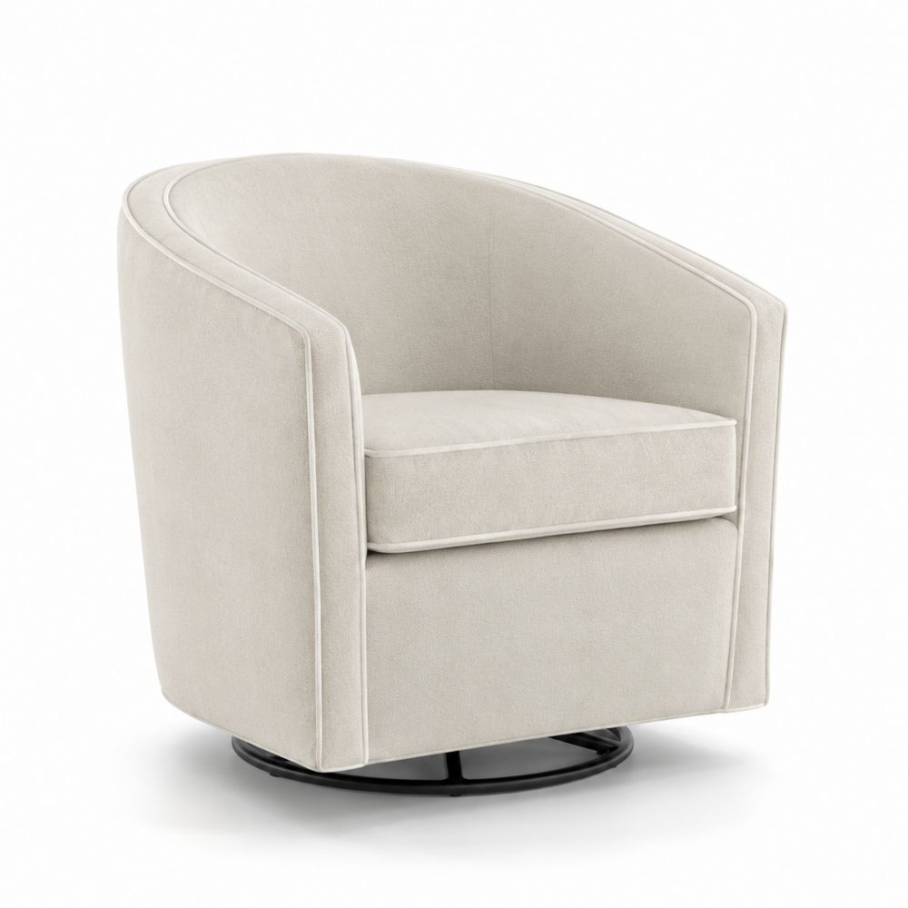 Fauteuil pivotant en tissu polyester Beige-salonclarion