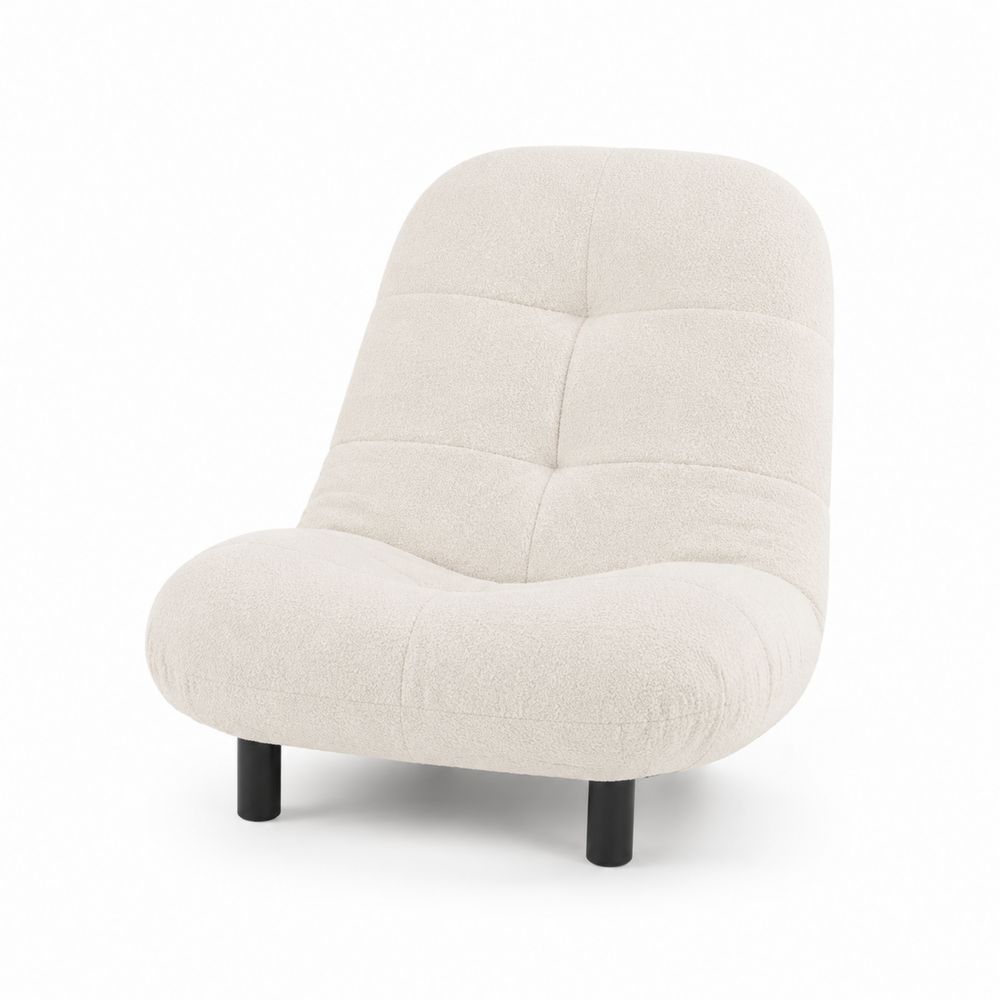Fauteuil en tissu bouclé beige avec pieds en métal-salonclarion