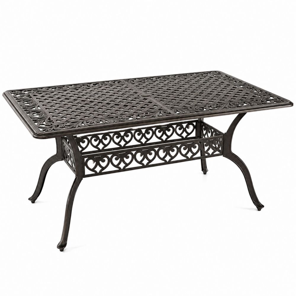 Table de repas d'extérieur rectangulaire en aluminium brun 150x90x72 cm-salonclarion