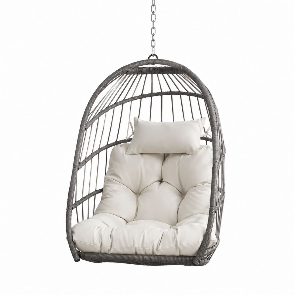 Chaise suspendue en résine avec coussin en polyester-salonclarion