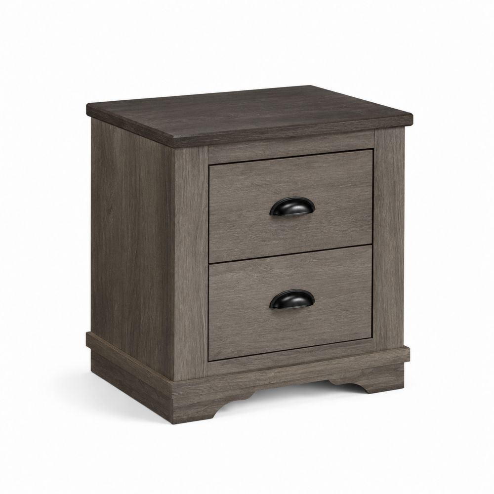 Table de chevet en bois MDF avec 2 tiroirs Gris-salonclarion