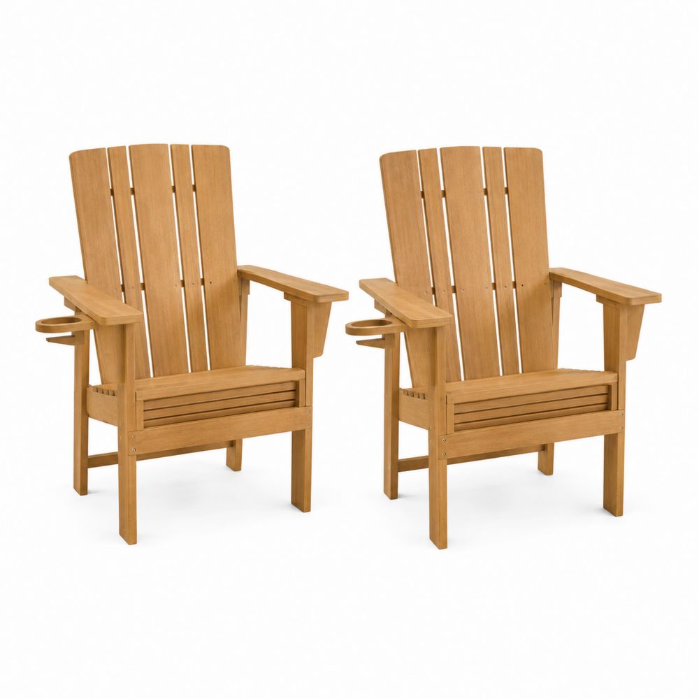 Lot de 2 chaises de jardin en bois avec accoudoirs-salonclarion
