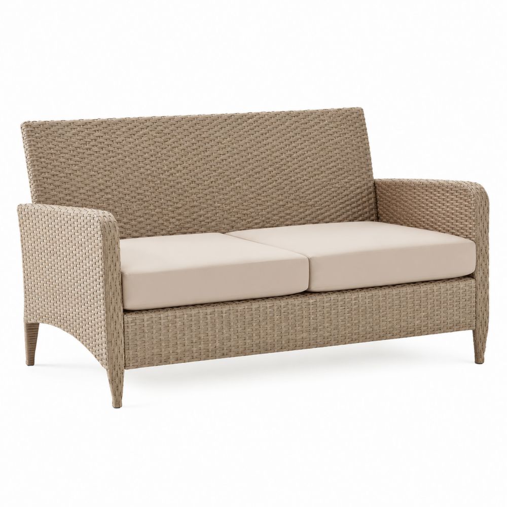 Canapé d'extérieur en Résine Tressée Beige avec Coussins-salonclarion