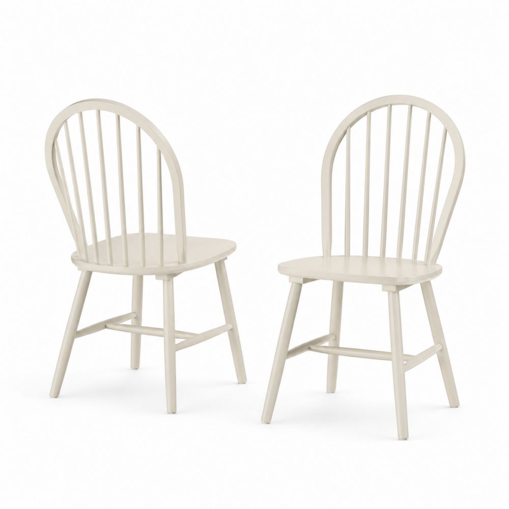 Ensemble de 2 chaises en bois peint Blanc cassé-salonclarion