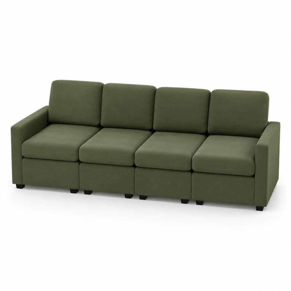 Canapé modulable 4 places en polyester vert-salonclarion