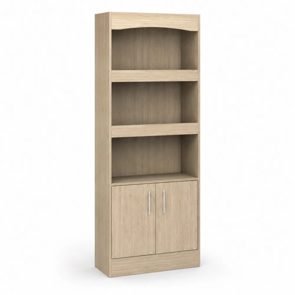 Bibliothèque en Bois avec Étagères et Portes 180x60x30cm-salonclarion