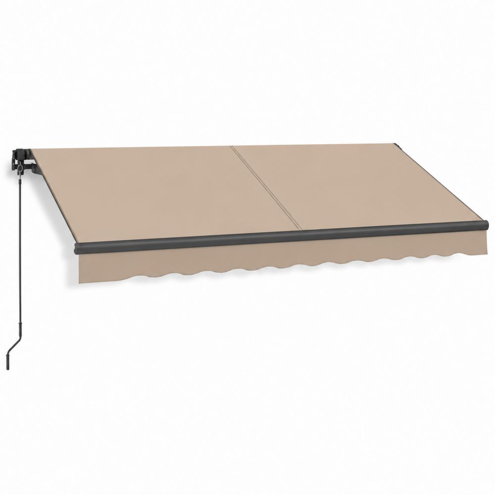 Store banne manuel en aluminium et polyester beige-salonclarion