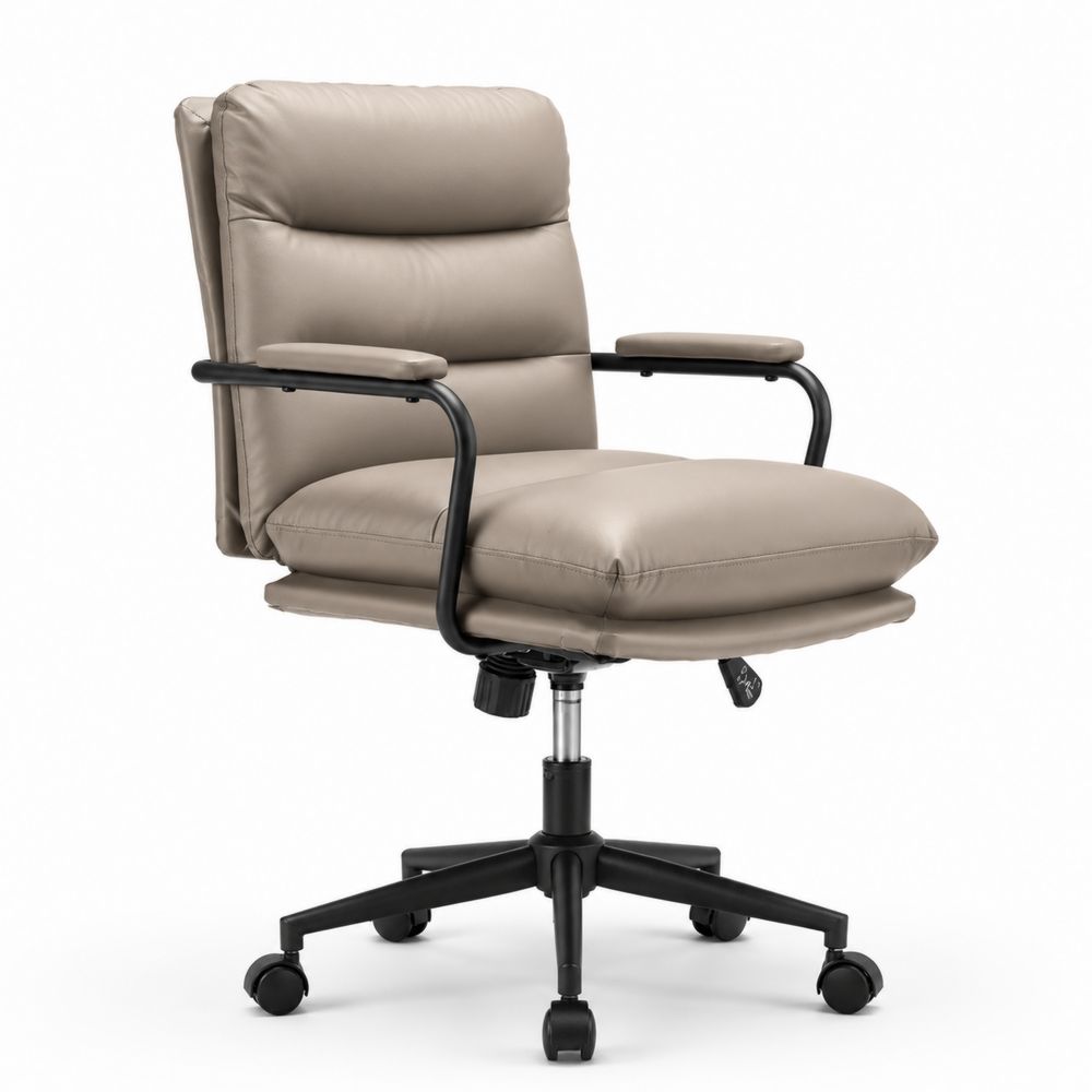 Chaise de bureau en cuir synthétique beige-salonclarion