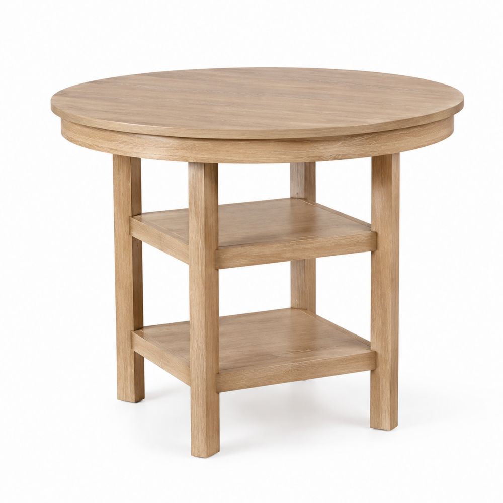 Table ronde en bois avec étagères-salonclarion