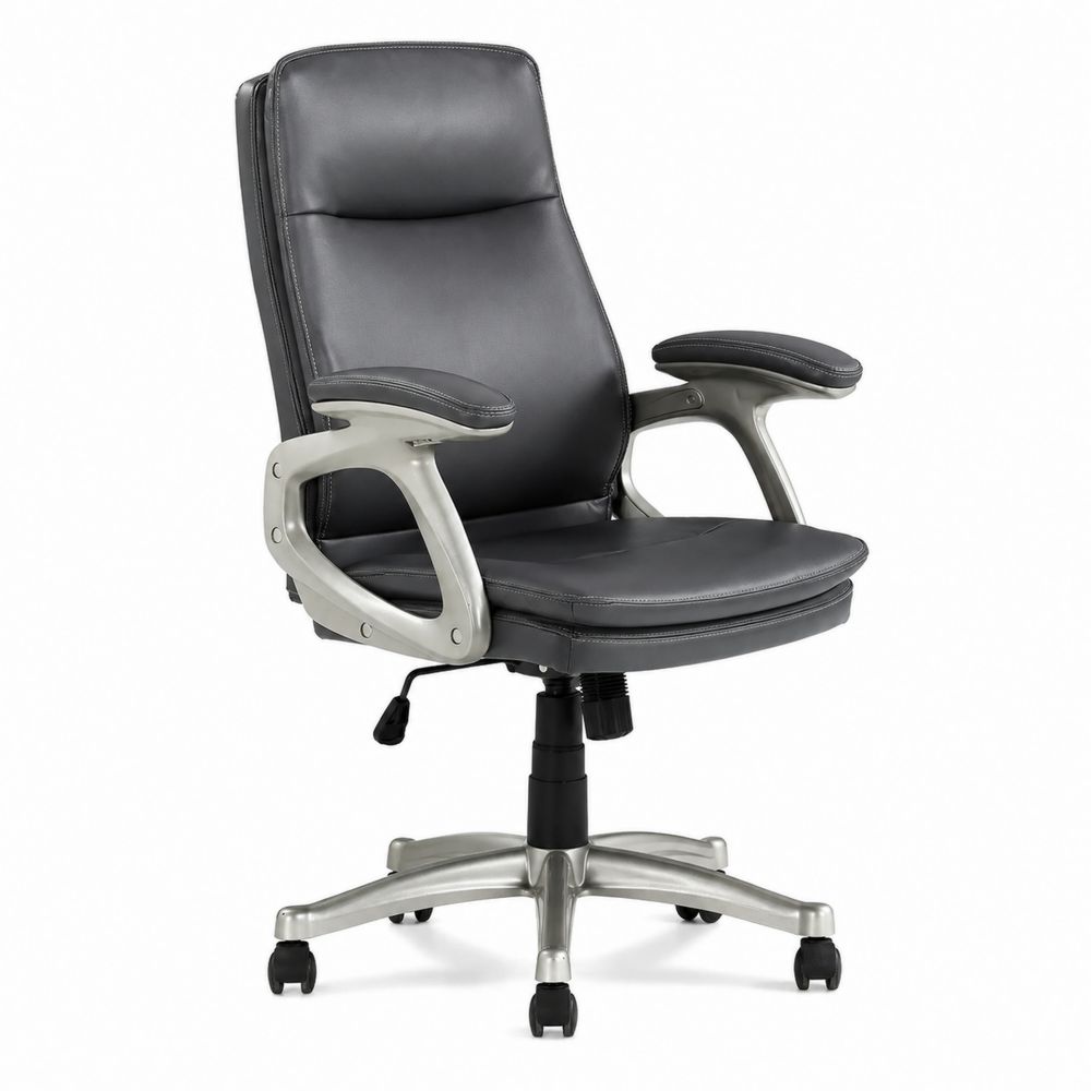 Chaise de bureau en cuir synthétique avec base en métal-salonclarion