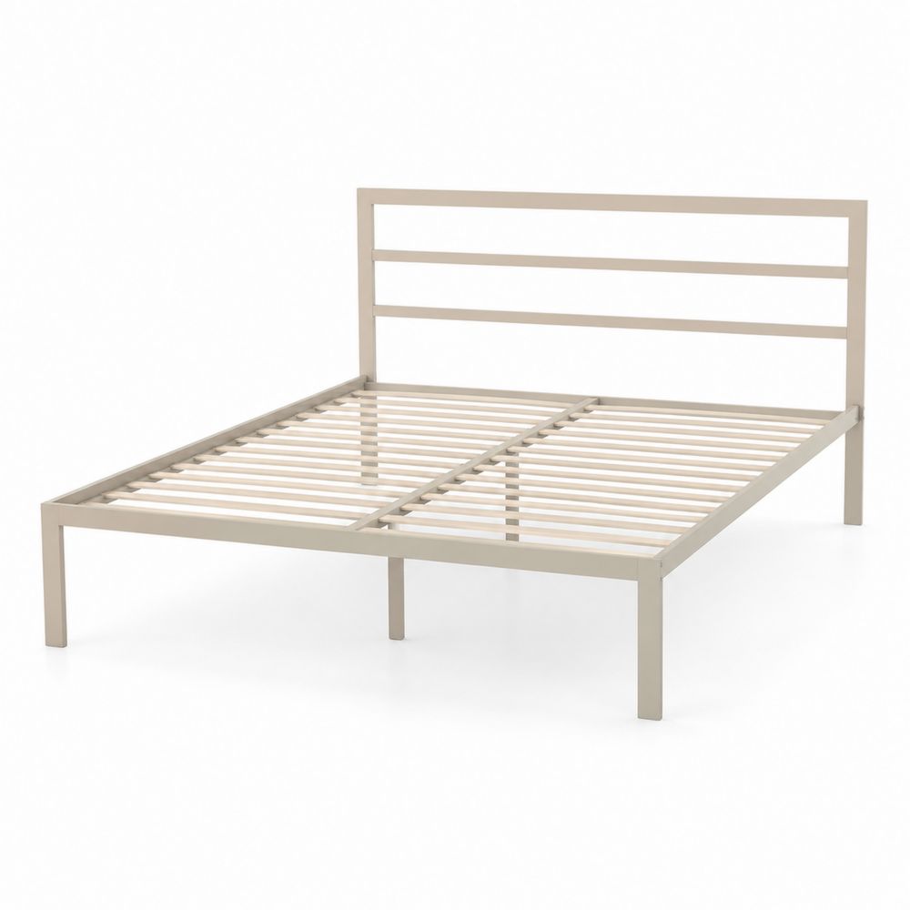 Cadre de lit en métal avec tête de lit 140x200 cm Beige-salonclarion