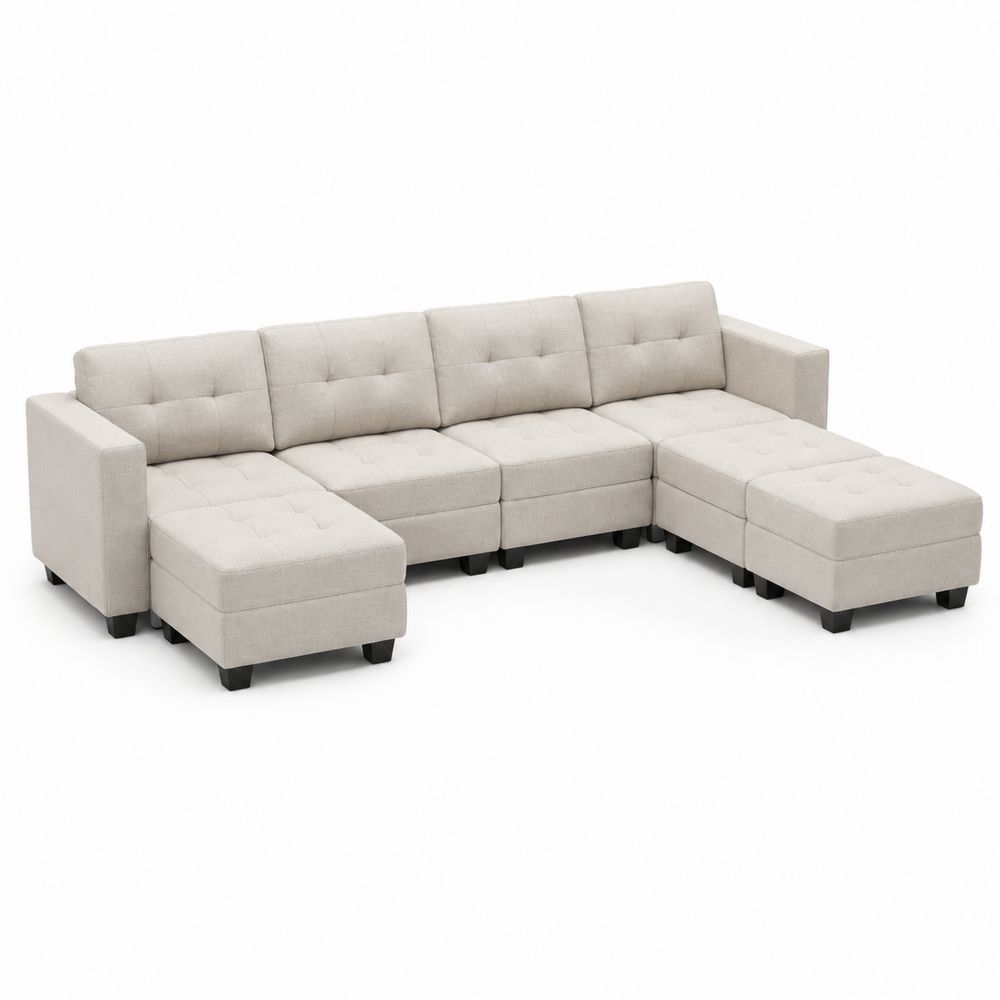 Canapé d'angle modulable en tissu Beige-salonclarion