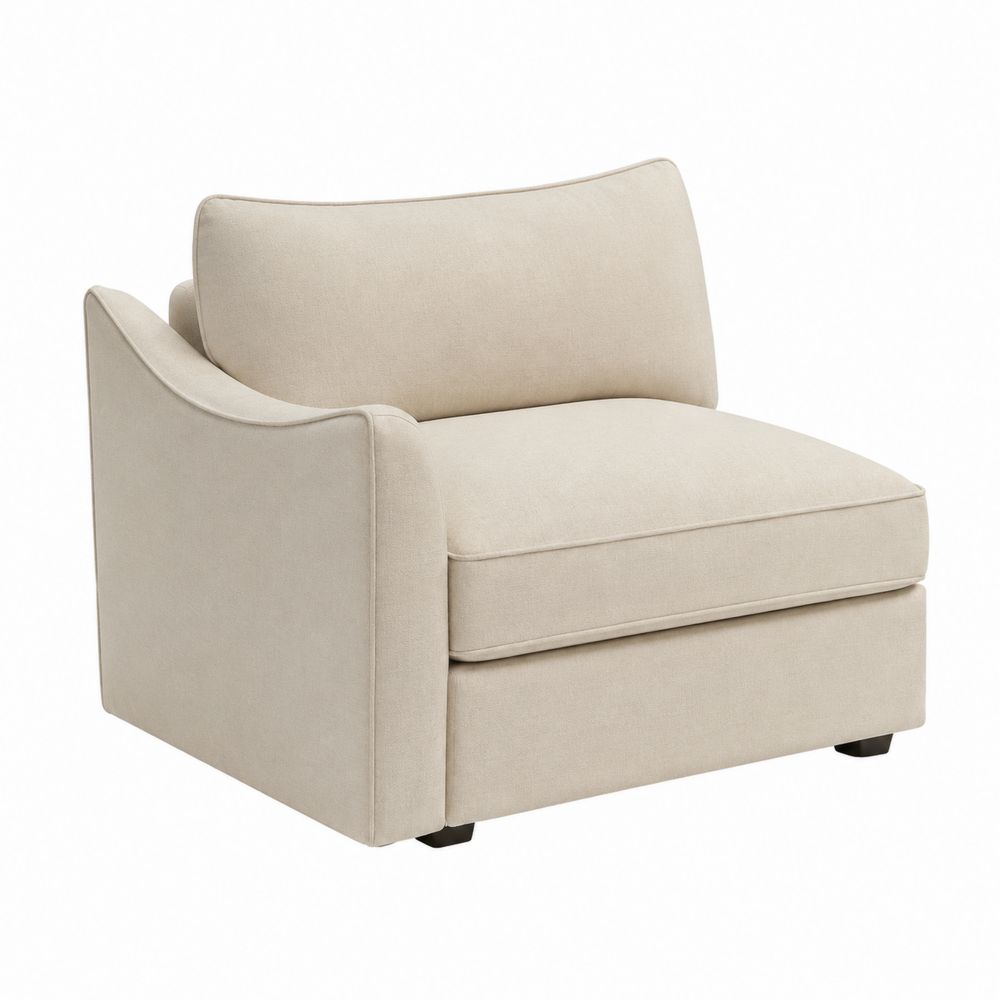 Fauteuil en bois et tissu polyester beige 85x90x95 cm-salonclarion