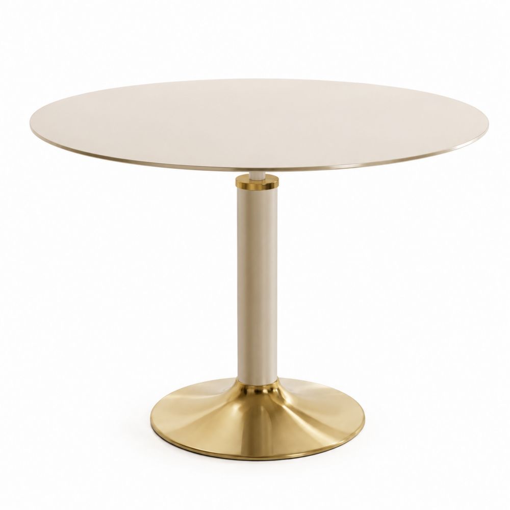 Table ronde en métal doré, plateau 100 cm-salonclarion