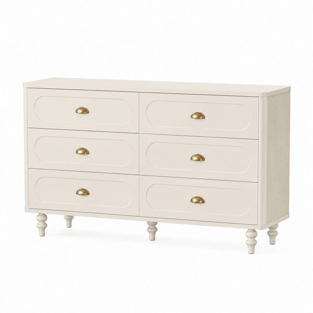 Commode 6 tiroirs en bois avec poignées en métal-salonclarion