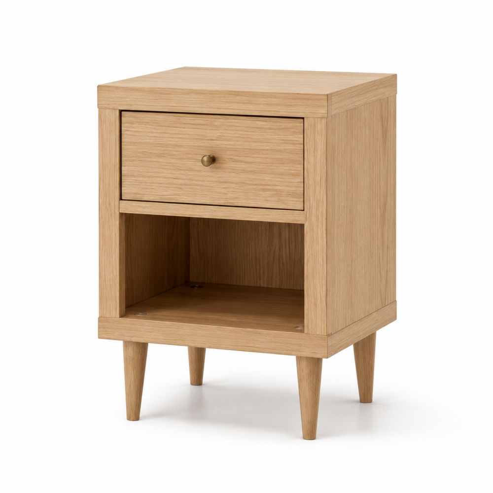 Table de chevet en bois de chêne avec tiroir 60x40x40 cm-salonclarion
